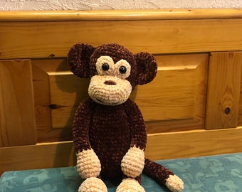 Sweet cuddly monkey made of velvety soft chenille wool, plush toy, children's toy