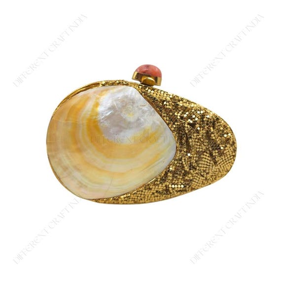 Gold shell clutch sale