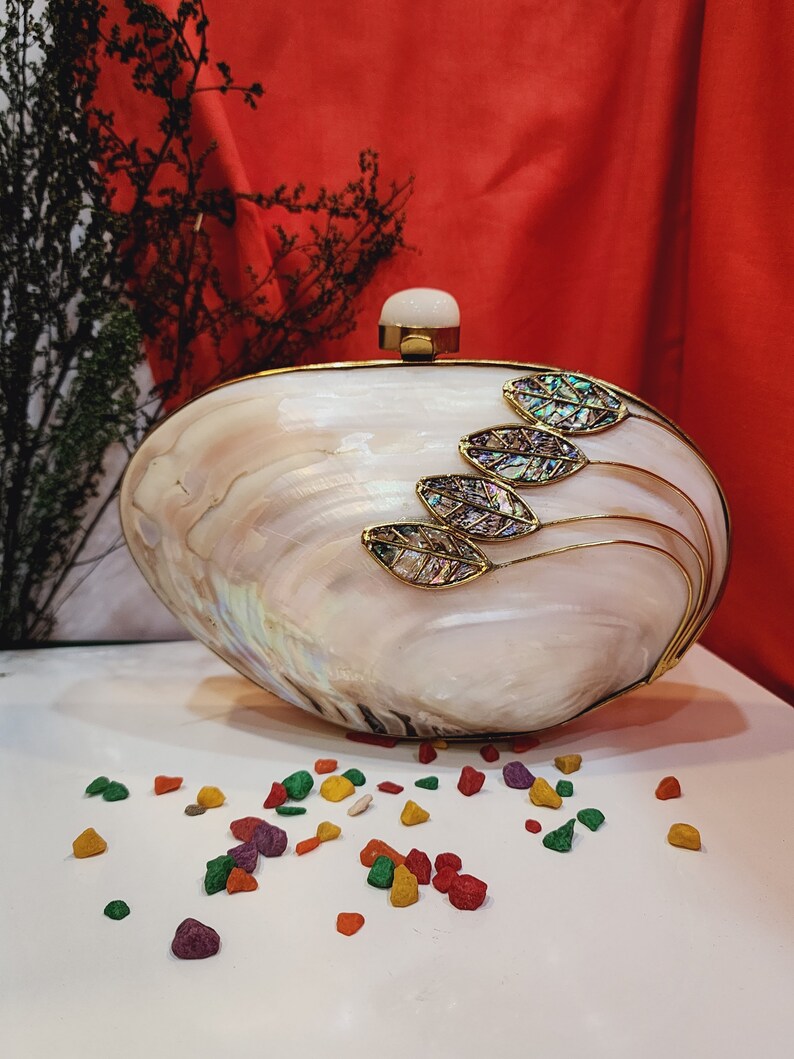 Catholic Brass Floral Leaf Inlay 100% Natural Seashell Novelty - Etsy