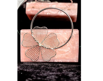 Heather handbag exclusive marble look handbag with brass embellished handle clutch Wedding Designer Handbag Handcrafted Purse