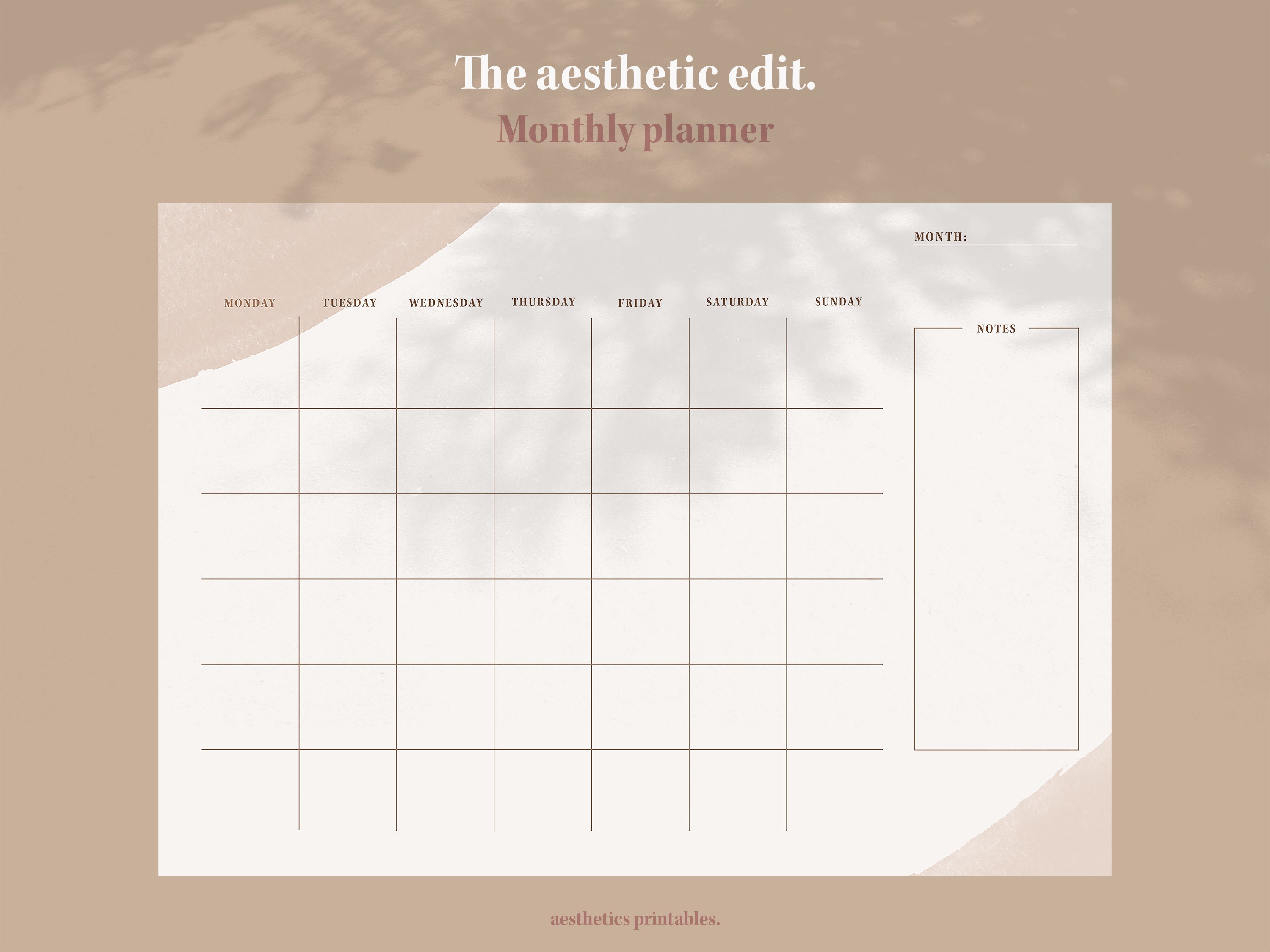 monthly printable planner the aesthetic edit a4 original