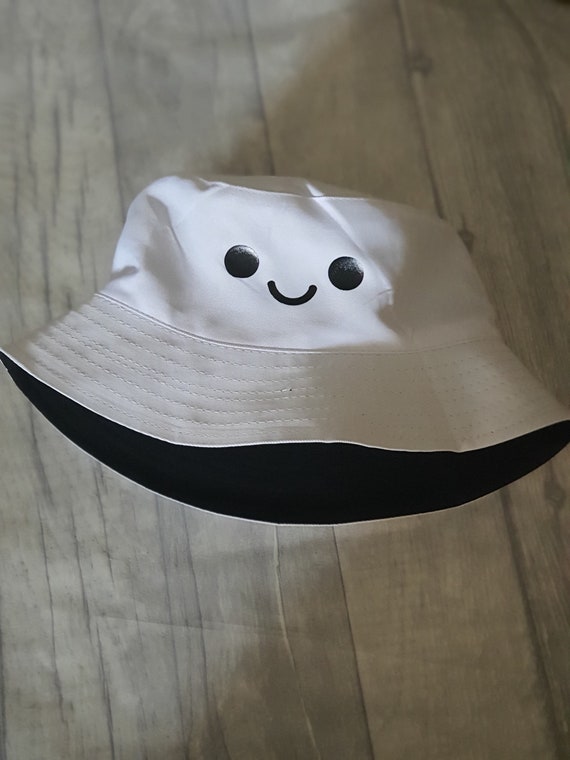 White Smiley Face Bucket Hat Smiley 