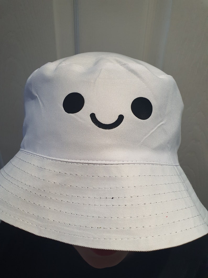 White Smiley Face Bucket Hat Smiley Face Bucket Hat Bucket Etsy