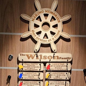 Personalized Cruise History Log book Plaque, Ship Wheel Magnet Decor. Cruise Door Decoration.