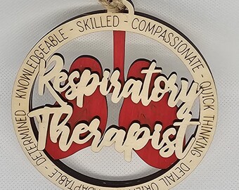 Respiratory Therapist Christmas Tree Ornament. Laser cut