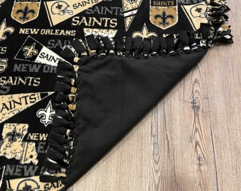 New Orleans Saints Hand-Made Double Thick Fleece Tie /Throw Blanket 50" x 80"
