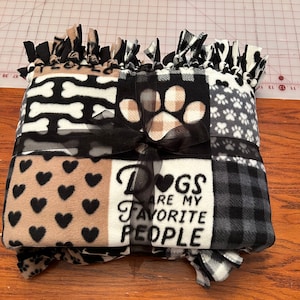 Dogs Are My Favorite People Handmade Double Thick Fleece Tie Blanket 54 x52