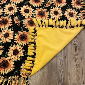 Sunflower Handmade Double Thick Fleece Tie Blanket 52 X 54 