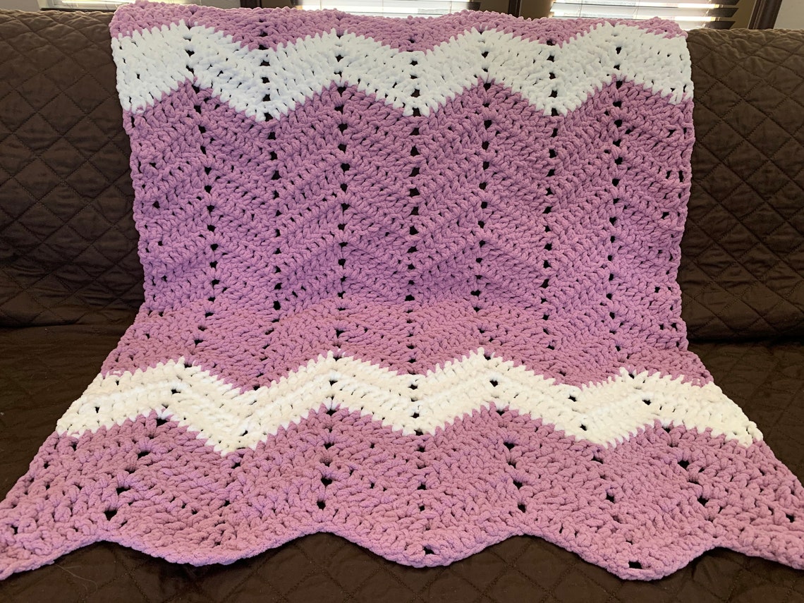 Chevron Baby Blanket Bernat Blanket Yarn Etsy