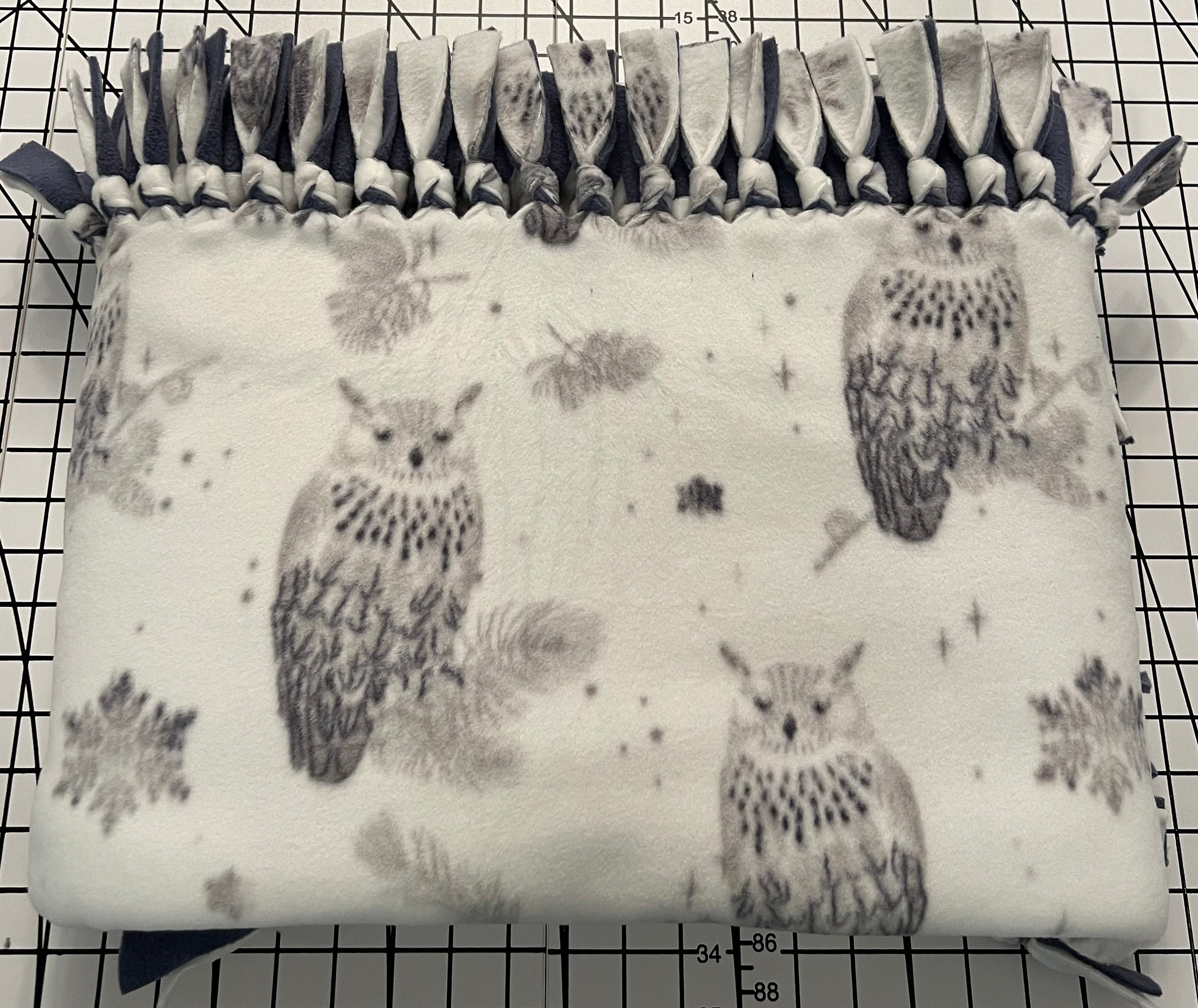 Owl Handmade Double Thick Fleece Tie Blanket 52" x 54"