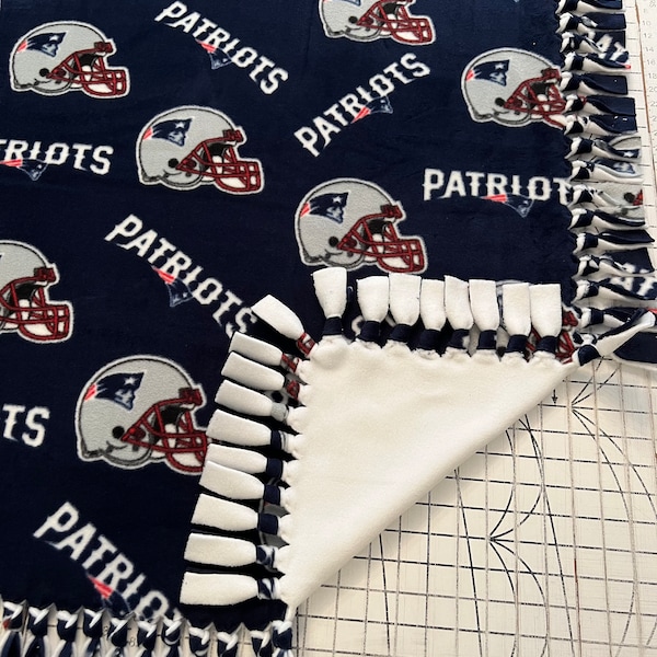 New England Patriots Hand-made Double Thick Fleece Tie Blanket