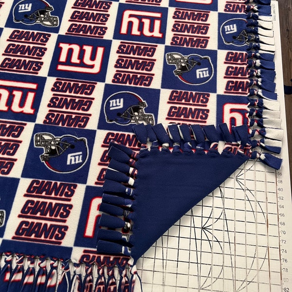 New York Giants Handmade Double Thick Fleece Tie Blanket