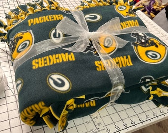 Packers Handmade Double Thick Fleece Tie Blanket 52" x 80"