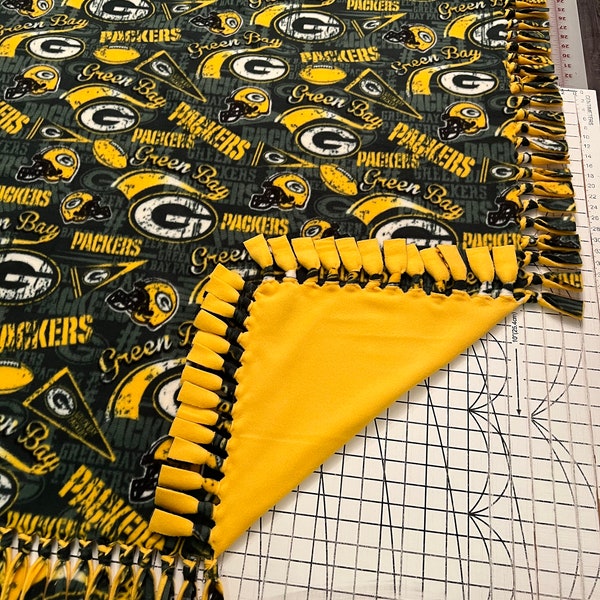 Green Bay Packers Handmade Double Thick Fleece Tie Blanket