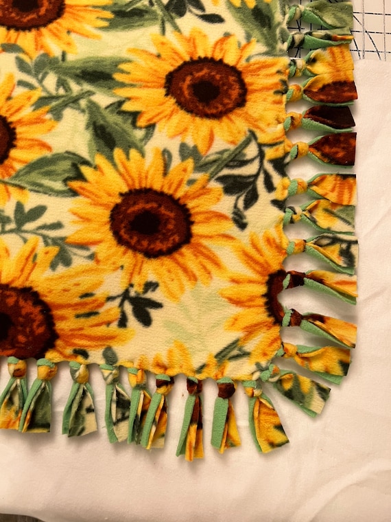 Sunflower Handmade Double Thick Fleece Tie Blanket 52 X 54 