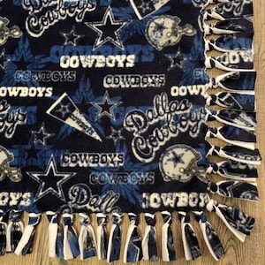 Dallas Cowboys Hand Made Double Thick Fleece Tie Blanket / Throw Blanket