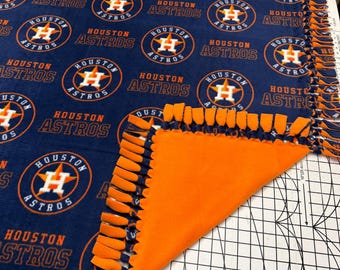 Houston Astros Handmade Double Thick Fleece Tie Blanket