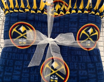 Denver Nuggets Handmade Double Thick Fleece Tie Blanket 52&quot; x 54&quot;