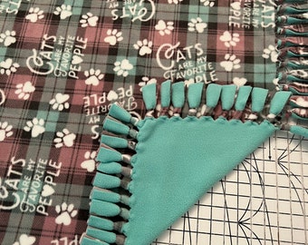 Cats Are My Favorite People Handmade Double Thick Fleece Tie Blanket 52" x 80"