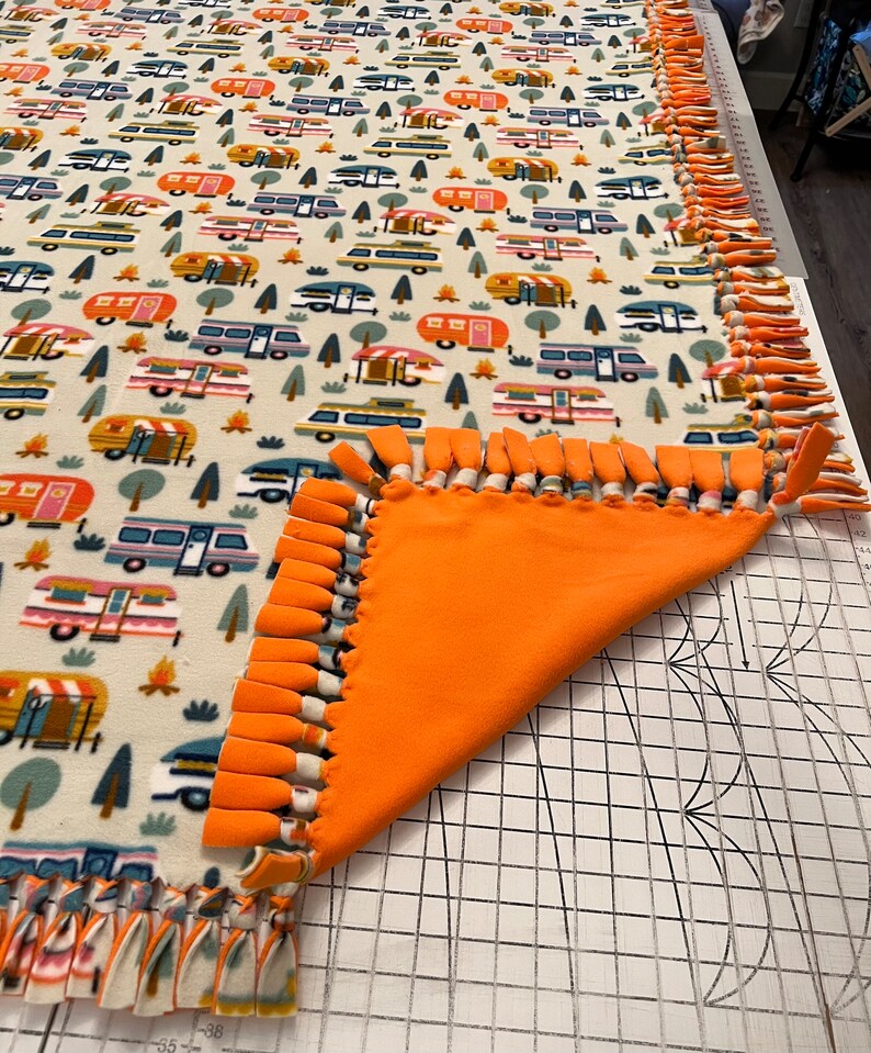 Multi Camper Handmade Double Thick Fleece Tie Blanket With Etsy