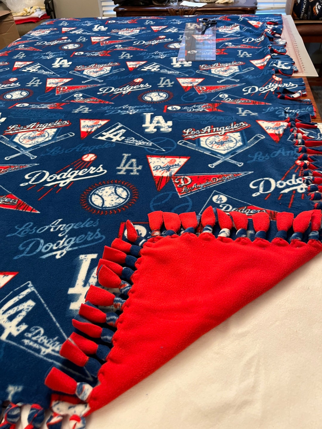 LA Dodgers Handmade Double Thick Fleece Tie Blanket 52 X 80 Etsy