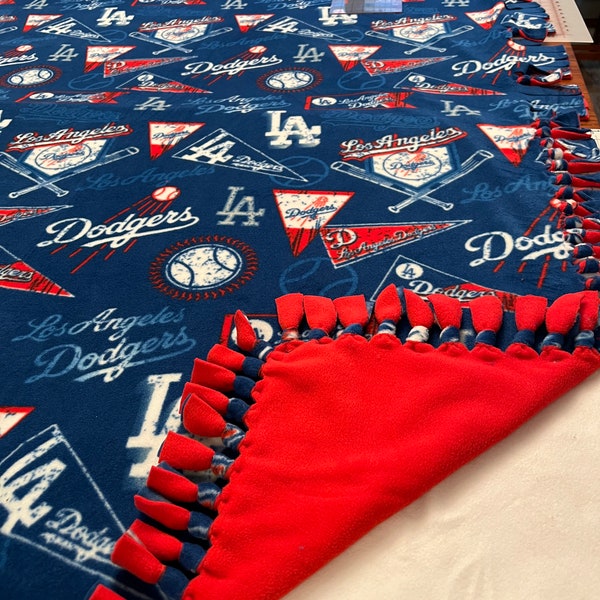 LA Dodgers Handmade Double Thick Fleece Tie Blanket