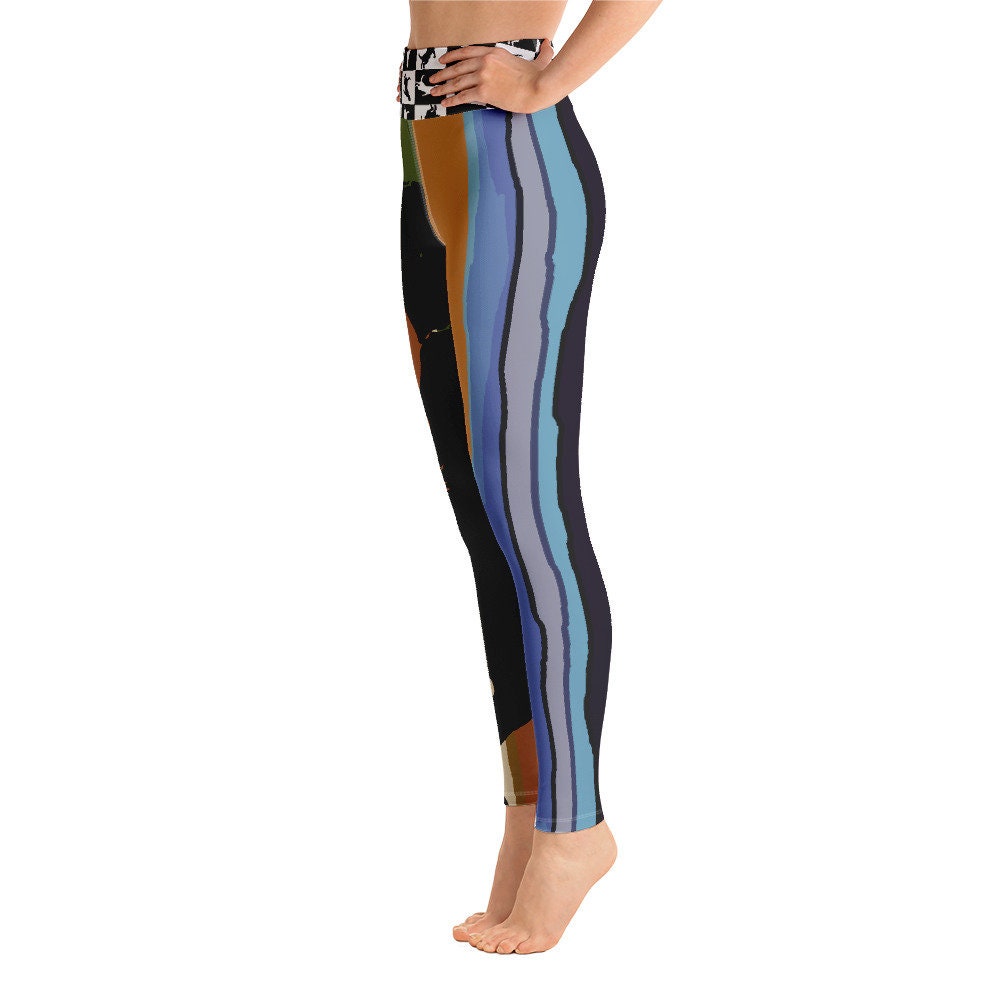 MultiColor Stripe Yoga Leggings for Women Unique Artistic Etsy