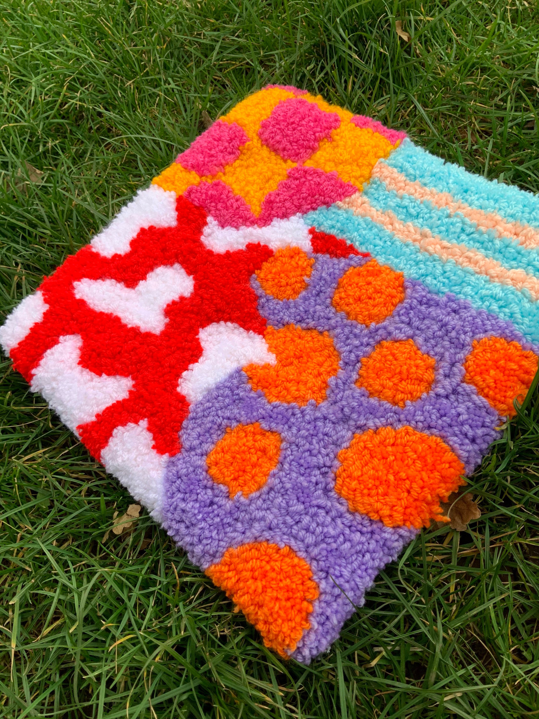 Handmade Abstract Punch Needle Rug Etsy
