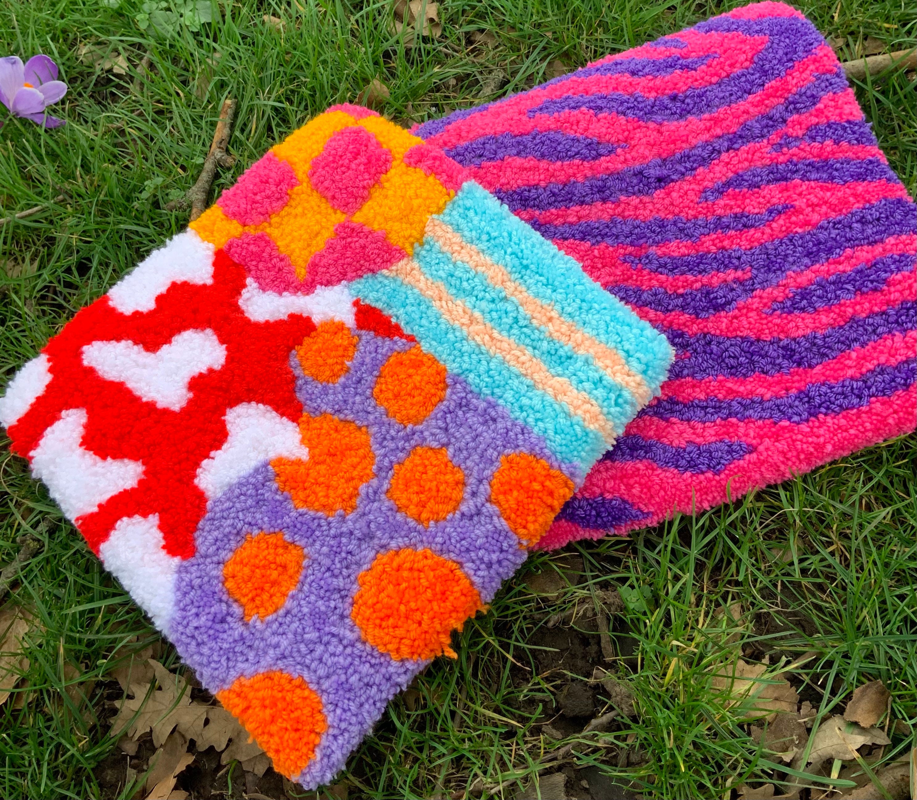 Handmade Abstract Punch Needle Rug Etsy