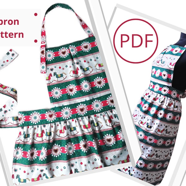 Cute Apron Pattern, Apron Sewing Pattern, Gift For Women PDF, DIY Minimalist Gift For Wife, Grandma, Stepmom,Godma, Apron Template Handmade