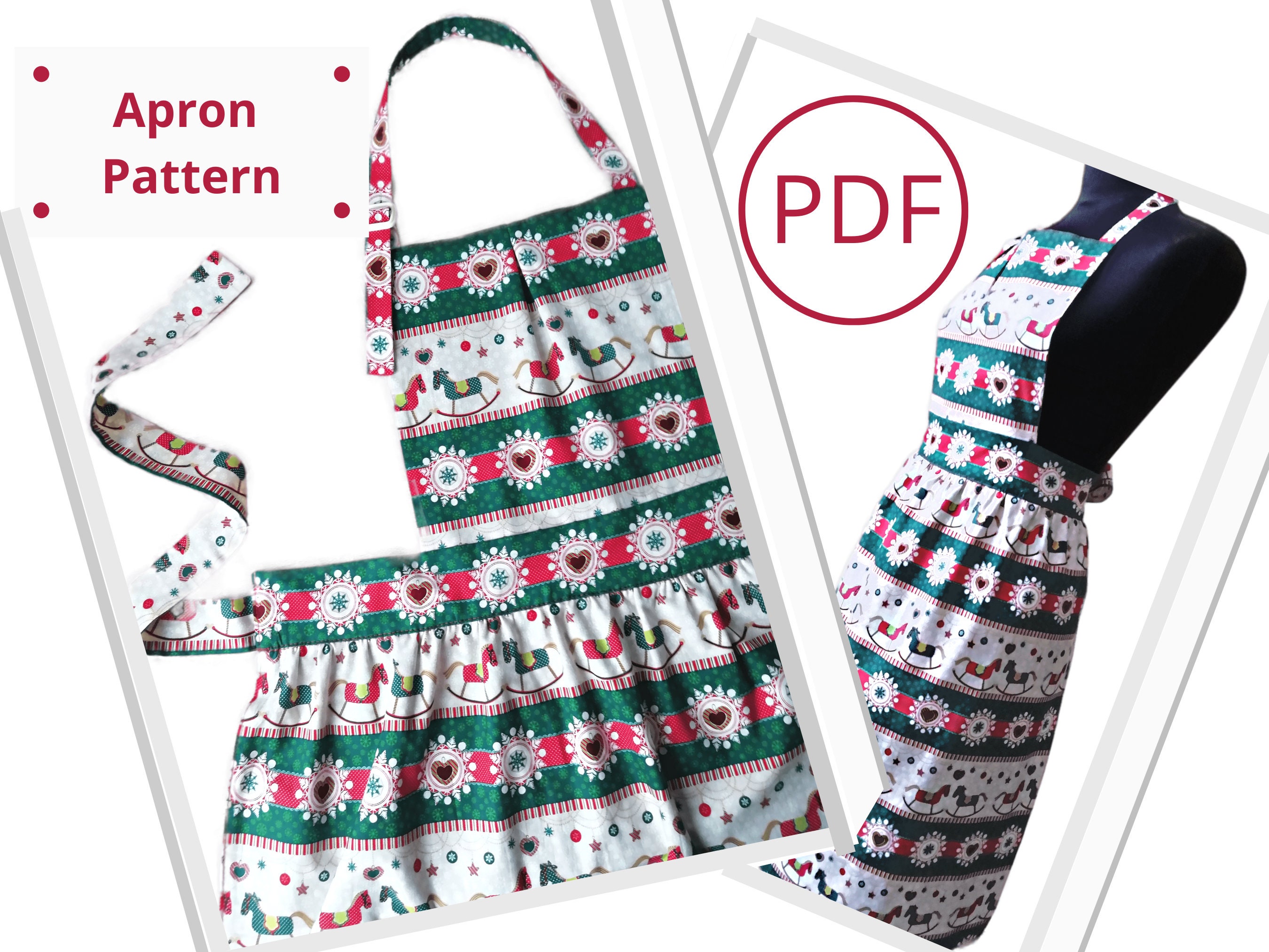 Japanese Apron Sewing Pattern XS-4XL Plus Size, Cross Back Apron