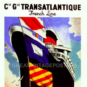 Liberte Transatlantic French Line Ship Cruise Travel Vintage Poster Repro