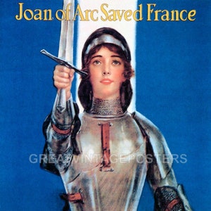 Juana de Arco, la guerra, salvó a Francia, las mujeres de América, salvaron a Estados Unidos, póster vintage, reproducción