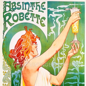 Absinthe Robette Woman Glass Drink Liquor Nougeau French Vintage Poster Repro