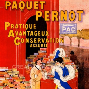 French Paquet  Pernot Biscuits Box Of Cookies Store Ad Vintage Poster Repro