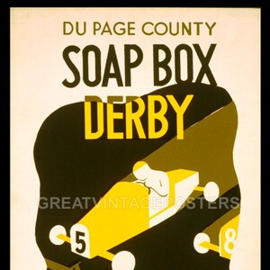 Du Page County Soap Box Derby Car Race Illinois USA Vintage Poster Repro