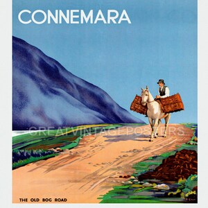 Connemara Great Southern RYS Ireland Old Bog Horse Travel Vintage Poster Repro