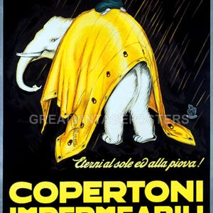 White Elephant Rain Copertoni Impermeabili Moretti Italian Vintage Poster Repro