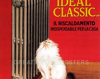 Ideal Classic Riscaldamento Radiator Cat Milan Italy Wall Art Print Poster Repro