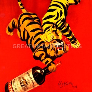 Porto Pitters Portugal Wine Tigers Drink Alcohol Cappiello Vintage Poster Repro