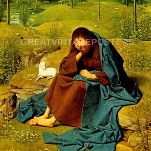 San Juan Bautista en el desierto, pintura bíblica de Geertgen Jans (reproducción)
