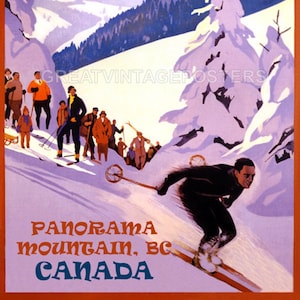 Winter Sports Panorama Mountain BC Canada Ski Downhill Skiing Snowboarding Poster