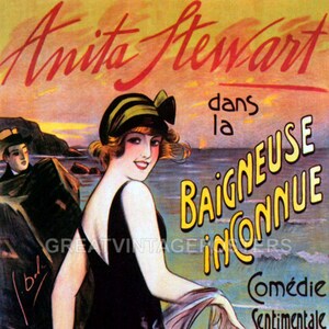 French La Baigneuse Inconnue Anita Stewart Movie Romance Vintage Poster Repro