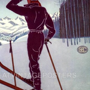 Reproducción de póster vintage de esquí, esquí, invierno, montañas, Beaver Creek, Colorado Resort
