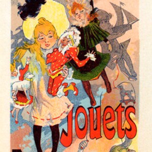 1891 Louvre Jouets Etrennes Juguetes Niños Francés Vintage Póster Repro Grande