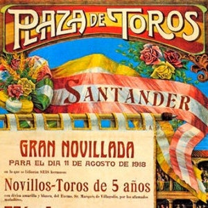 1918 Plaza De Toros Santander Novillada Toreo España Vintage Poster Repro