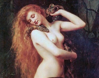 Lilith femme serpent mythologie femme démons peinture par John Collier reproduction