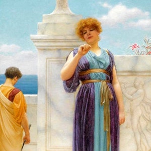 The Engagement Ring Woman Man Proposal Painting By John William Godward Repro