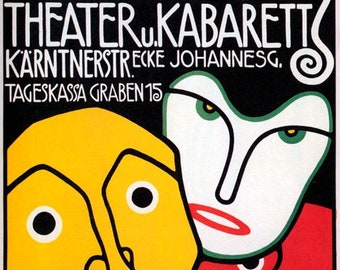 Mask Fledermau Theatre Kabarett Show German Vintage Poster Repro