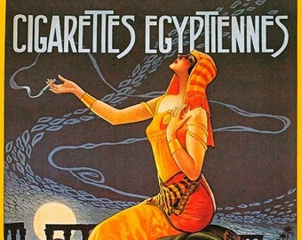 Nerma Cigarettes Egyptiennes Fashion Girl Cigar Egypt Deco Poster vintage Repro